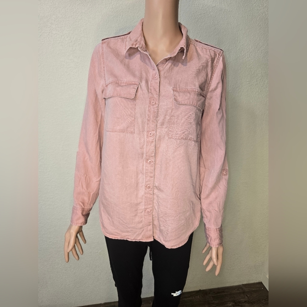 Lucky Brand Utility Shacket Button-Front  Pink Sz Small